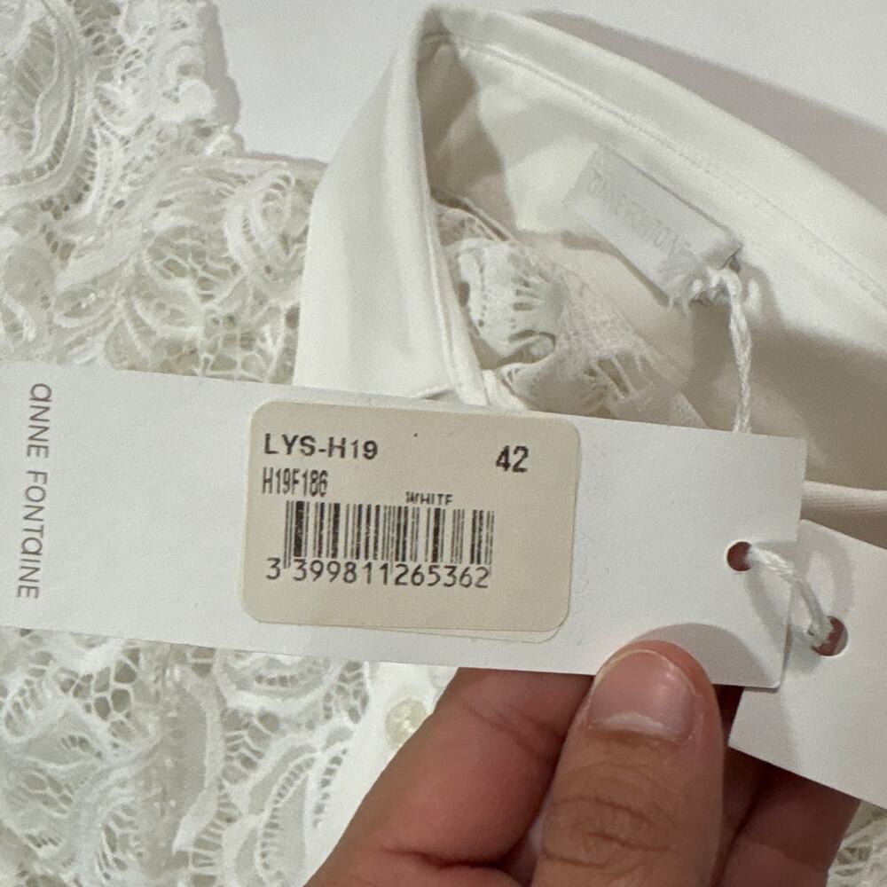 NWT Anne Fontaine Womens 42 US 10 Lys Shirt White Lace Blouse Career Designer - Picture 12 of 14